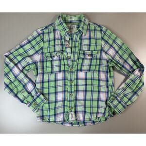 Abercrombie & Fitch Mens Muscle Fit Plaid Button Up Shirt Small Y2K Beachy